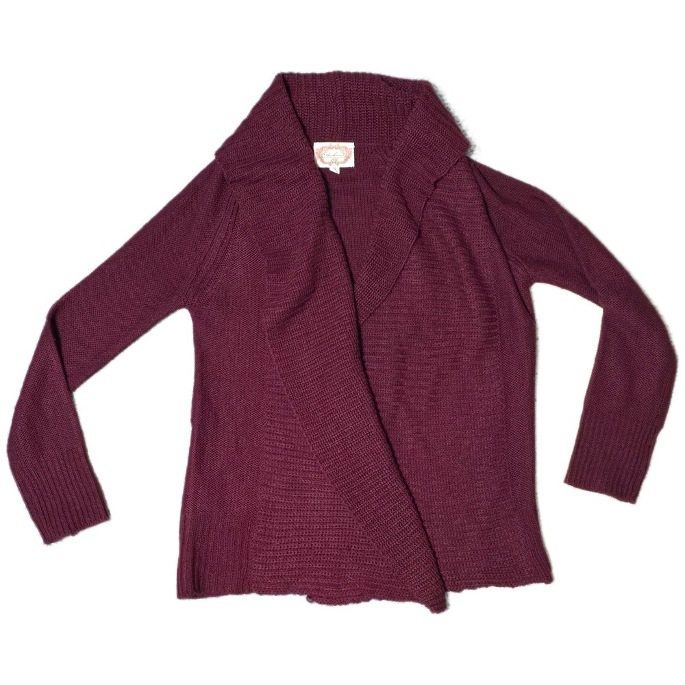 Ambiance Women Burgundy‎ Knit Shawl Collar Cardigan Sweater Size M
(AD)